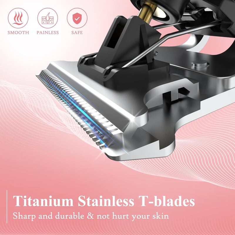 UFREE Hair Trimmer for Women, Bikini Trimmer Electric Razors Shaver for Women Grooming, Waterproof Hair Clippers Hair Cutting Kit, Gifts for Women (Rose Gold) - Image 3